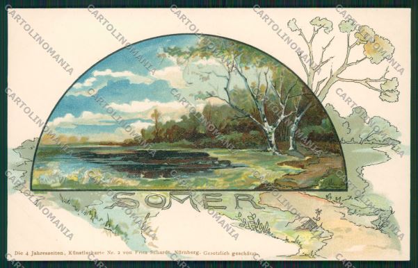 Artist Season Summer art nouveau postcard cartolina KS3804 – fronte