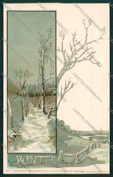 Artist Season Winter art nouveau postcard cartolina KS3805 – fronte