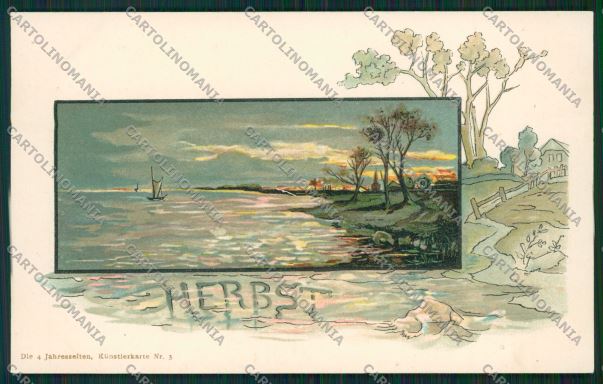 Artist Season Autumn art nouveau postcard cartolina KS3807 – fronte