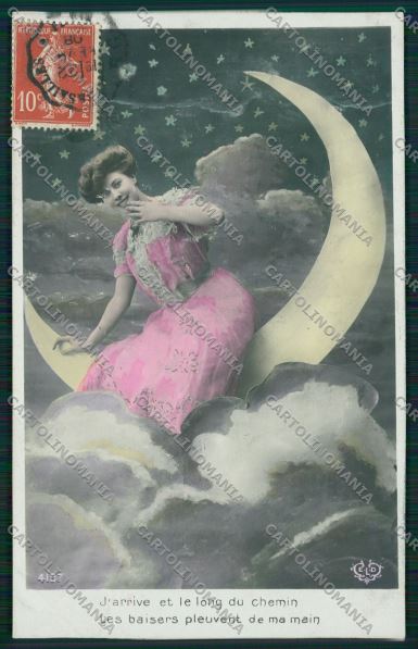 Lady paper moon real photo postcard cartolina KS3841 – fronte