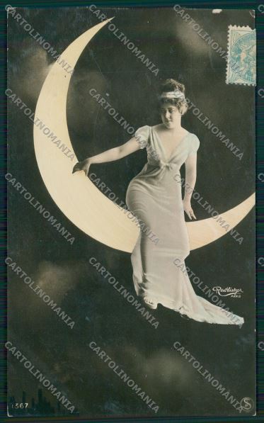 Lady paper moon Reutlinger real photo postcard cartolina KS3846 – fronte