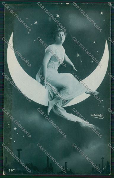 Lady paper moon Reutlinger real photo postcard cartolina KS3847 – fronte