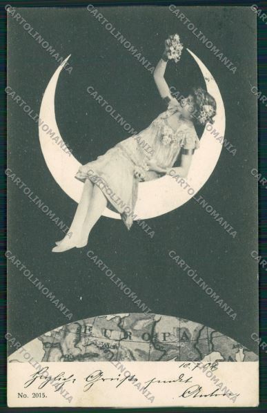 Lady paper moon postcard cartolina KS3853 – fronte
