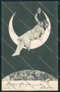 Lady paper moon postcard cartolina KS3853 – fronte