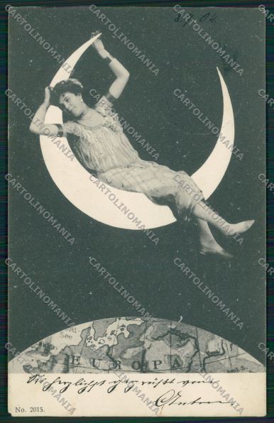Lady paper moon postcard cartolina KS3854 – fronte