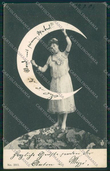 Lady paper moon postcard cartolina KS3855 – fronte