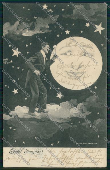 Toasting man paper moon postcard cartolina KS3856 – fronte