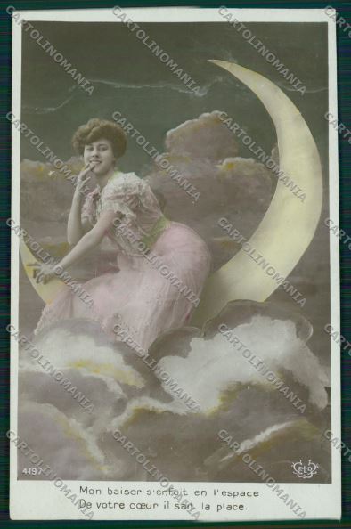 Lady paper moon real photo postcard cartolina KS3864 – fronte