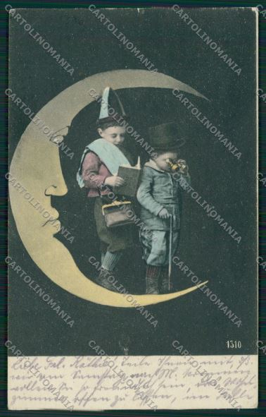 Child paper moon LITTLE TEAR postcard cartolina KS3865 – fronte
