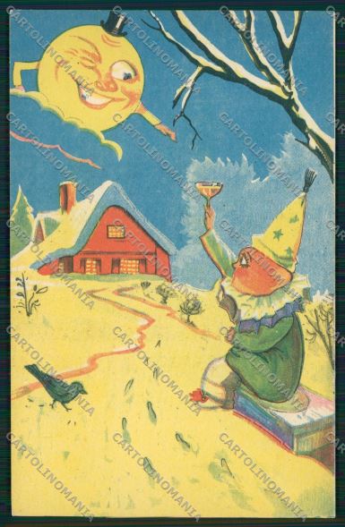 Child paper moon toasting postcard cartolina KS3869 – fronte