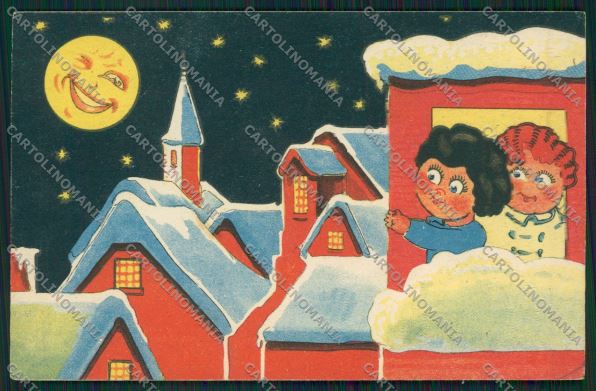 Children paper moon postcard cartolina KS3870 – fronte