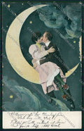 Romantic couple paper moon ABRASION postcard cartolina KS3875 – fronte