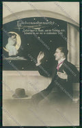 Romantic couple paper moon real photo postcard cartolina KS3879 – fronte