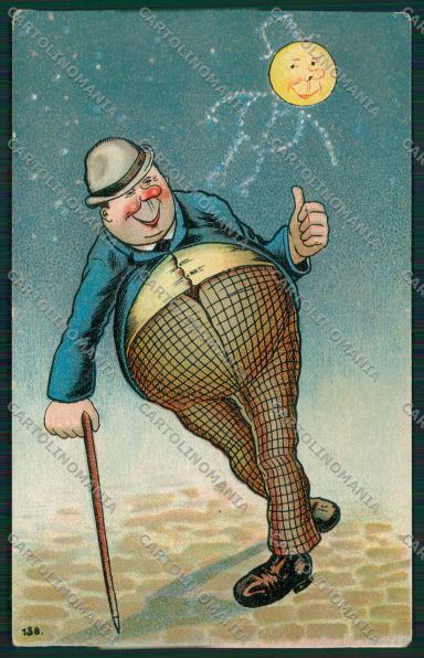 Comic man paper moon postcard cartolina KS3881 – fronte