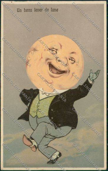 Dressed paper moon relief postcard PFB cartolina KS3888 – fronte