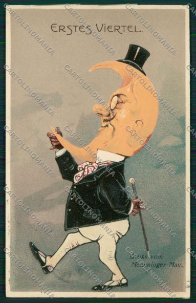 Dressed paper moon relief postcard PFB cartolina KS3893 – fronte
