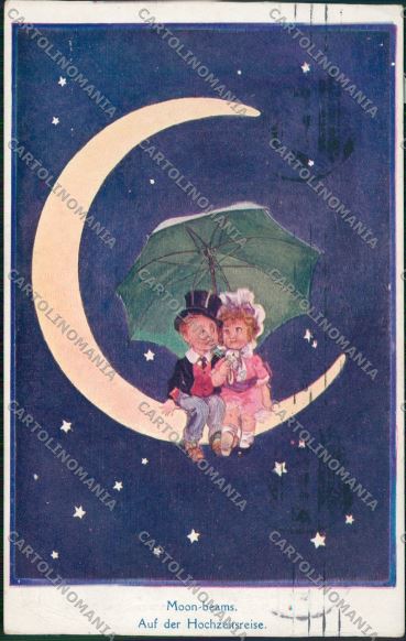 Children paper moon postcard cartolina KS3899 – fronte