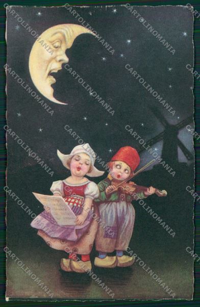 Dutch Child paper moon Colombo PIN HOLE postcard cartolina KS3903 – fronte