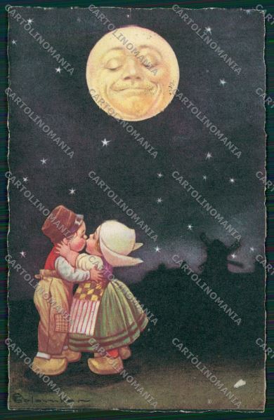 Dutch Child paper moon Colombo PIN HOLES postcard cartolina KS3904 – fronte