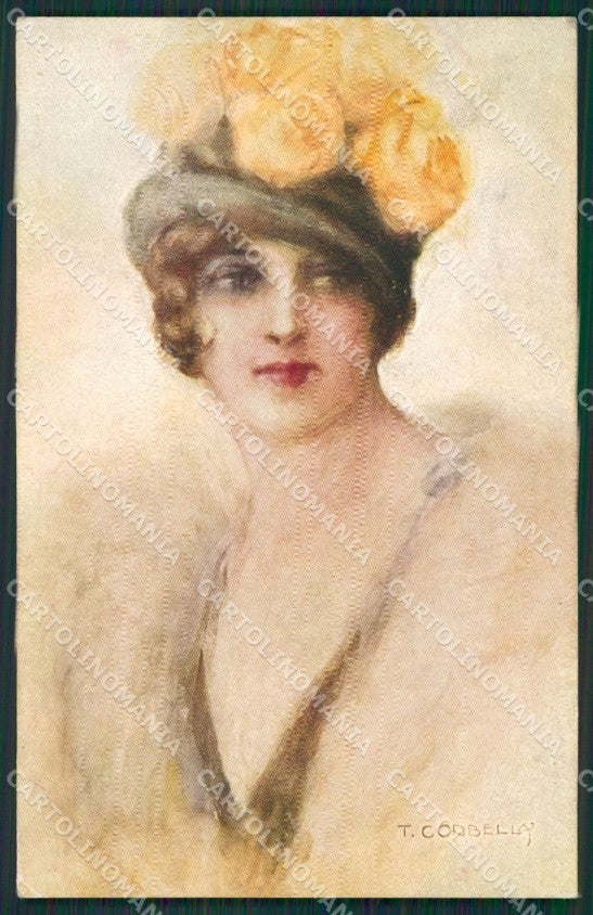 Corbella Glamour Fashion Lady Hat Art Deco serie 2004 postcard cartolina KS3974 – fronte