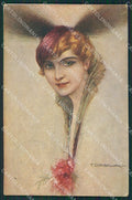 Corbella Glamour Fashion Lady Hat Art Deco serie 118 postcard cartolina KS3976 – fronte
