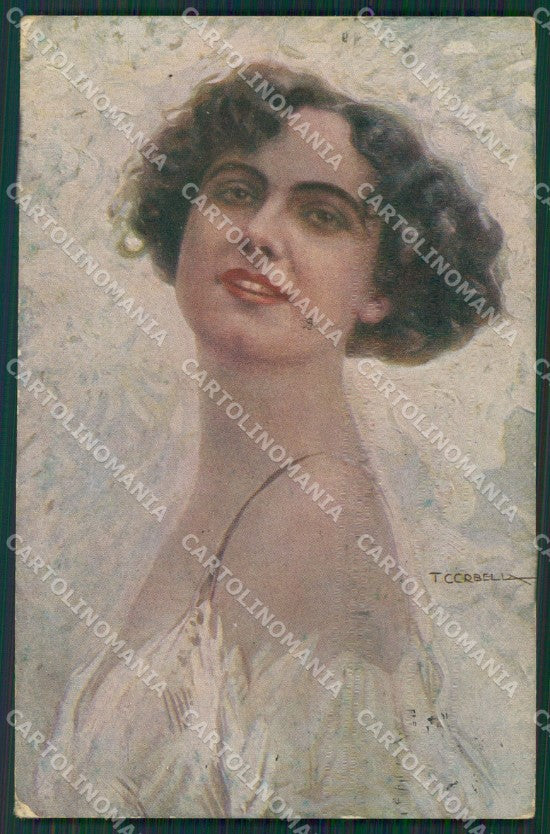 Corbella Glamour Lady Art Deco CREASES serie 232 postcard cartolina KS4002 – fronte