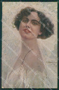 Corbella Glamour Lady Art Deco CREASES serie 232 postcard cartolina KS4002 – fronte