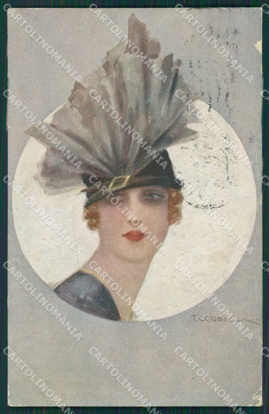 Corbella Glamour Lady Art Deco serie 842 ABRADED postcard cartolina KS4006 – fronte