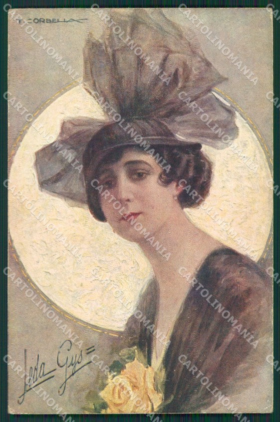 Corbella Glamour Fashion Lady Hat Art Deco serie 163 postcard cartolina KS4019 – fronte