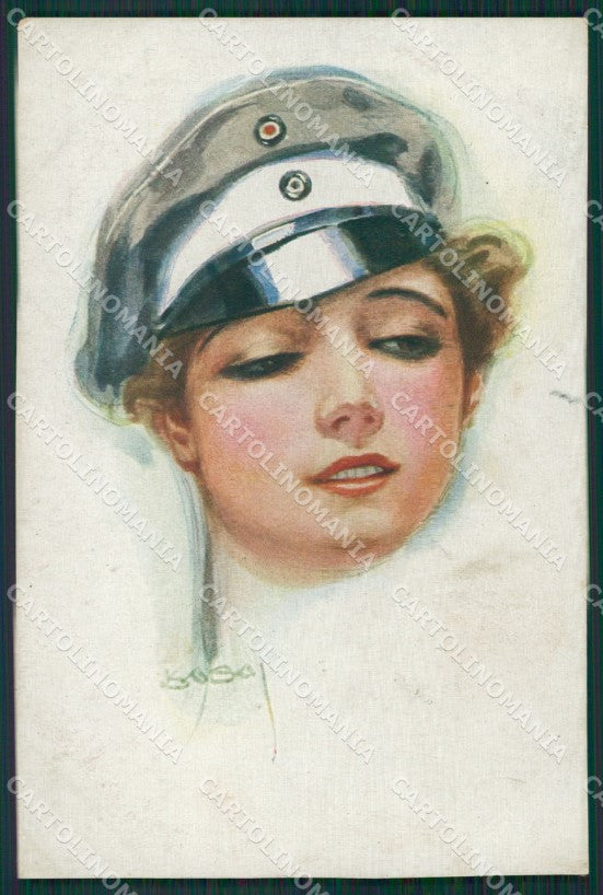 Usabal Glamour Fashion Lady Hat Art Deco serie 3796 postcard cartolina KS4057 – fronte
