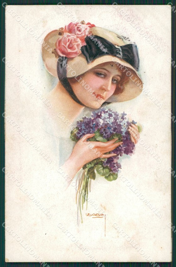 Usabal Glamour Fashion Lady Art Deco serie 338 postcard cartolina KS4058 – fronte