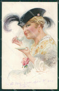 Usabal Glamour Fashion Lady Hat serie 315 SPOT postcard cartolina KS4062 – fronte