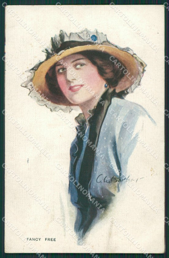 Barber Glamour Fashion Lady Hat Art Deco serie 687 postcard cartolina KS4063 – fronte