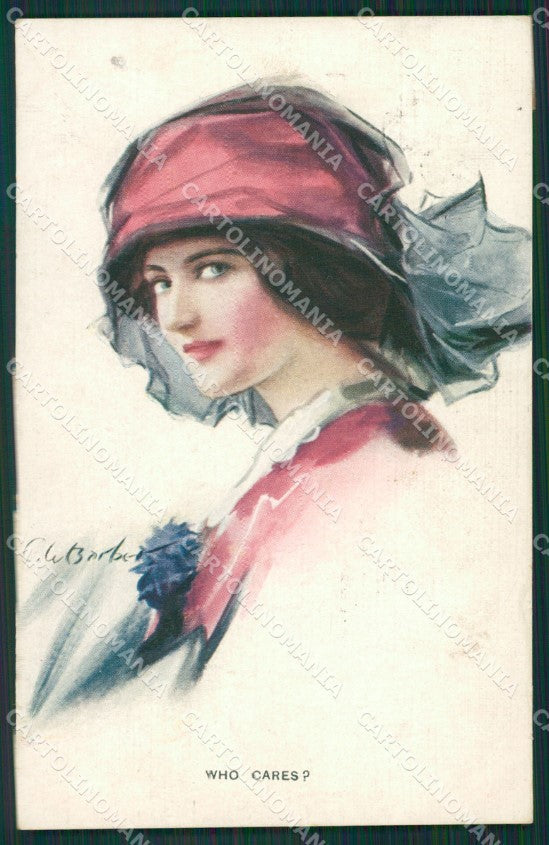 Barber Glamour Fashion Lady Hat Art Deco serie 687 postcard cartolina KS4064 – fronte