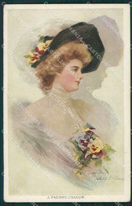 Boileau Glamour Fashion Lady Hat Deco CREASE serie postcard cartolina KS4075 – fronte