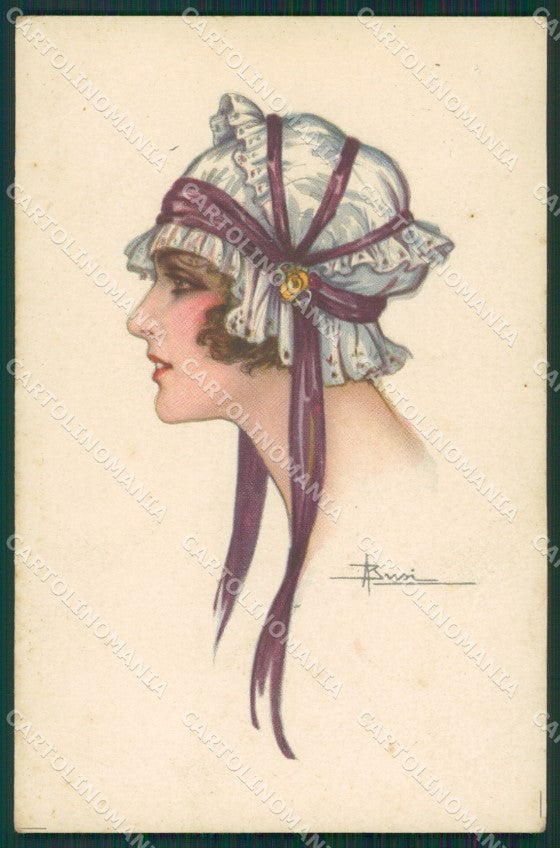 Busi Glamour Fashion Lady Hat Art Deco serie 110 postcard cartolina KS4114 – fronte