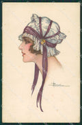 Busi Glamour Fashion Lady Hat Art Deco serie 110 postcard cartolina KS4114 – fronte