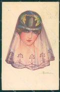 Busi Glamour Fashion Lady Hat Art Deco serie 114 postcard cartolina KS4118 – fronte