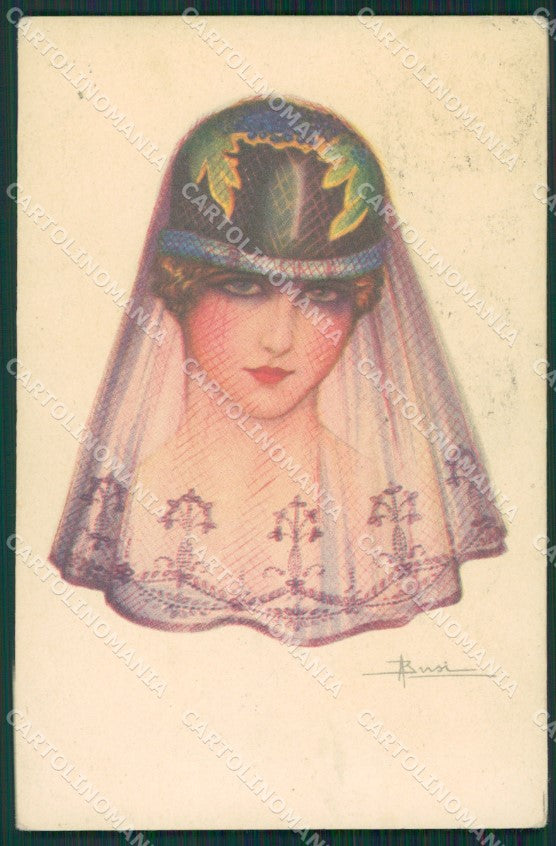 Busi Glamour Fashion Lady Hat Art Deco serie 114 postcard cartolina KS4118 – fronte