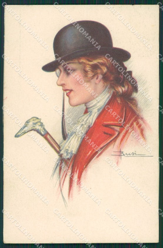 Busi Glamour Fashion Lady Hat Art Deco serie 112 postcard cartolina KS4120 – fronte