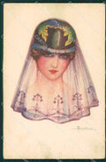 Busi Glamour Fashion Lady Hat Art Deco serie 114 postcard cartolina KS4127 – fronte