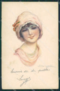 Bompard Glamour Fashion Lady Hat Art Deco serie 914 postcard cartolina KS4130 – fronte