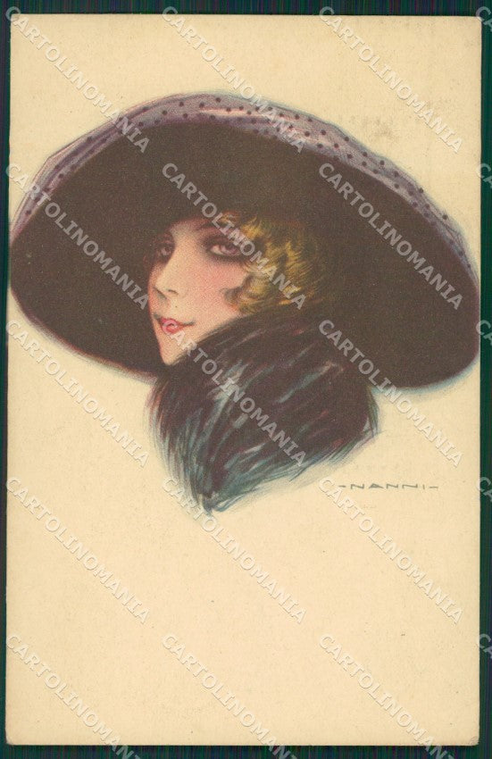 Nanni Glamour Fashion Lady Hat CREASED serie 304 postcard cartolina KS4154 – fronte