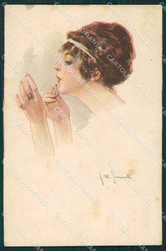 Simonetti Glamour Lady make up Deco CREASED serie 260 postcard cartolina KS4198 – fronte