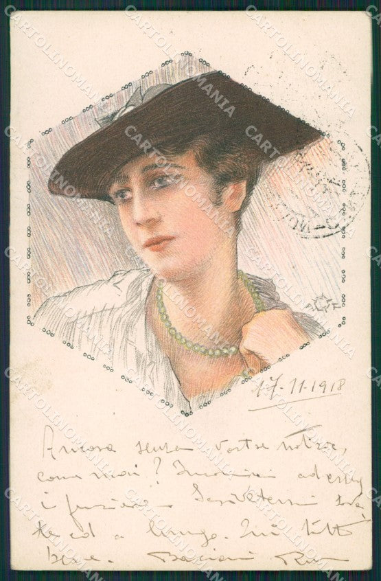 Terzi Glamour Fashion Lady Hat Art Deco serie 215 postcard cartolina KS4225 – fronte