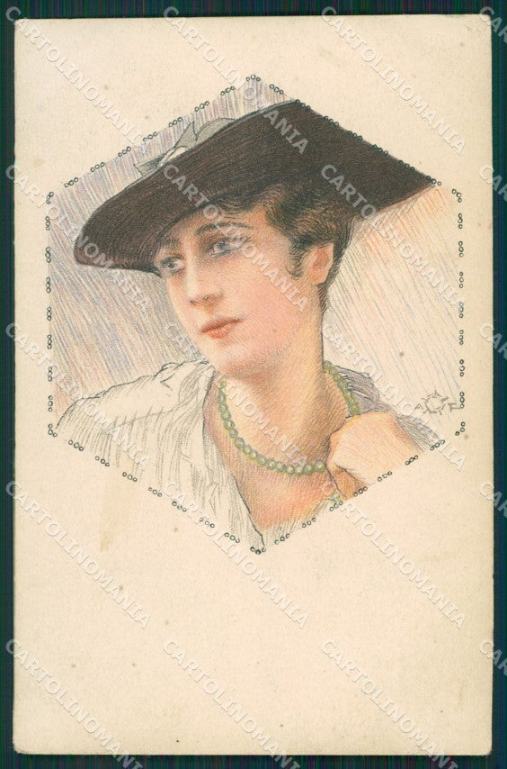 Terzi Glamour Fashion Lady Hat Deco CREASE serie 215 postcard cartolina KS4228 – fronte