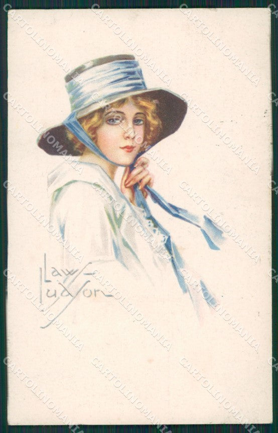 Law Ludson Glamour Fashion Lady Hat Deco TEAR postcard cartolina KS4234 – fronte