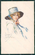 Law Ludson Glamour Fashion Lady Hat Deco TEAR postcard cartolina KS4234 – fronte