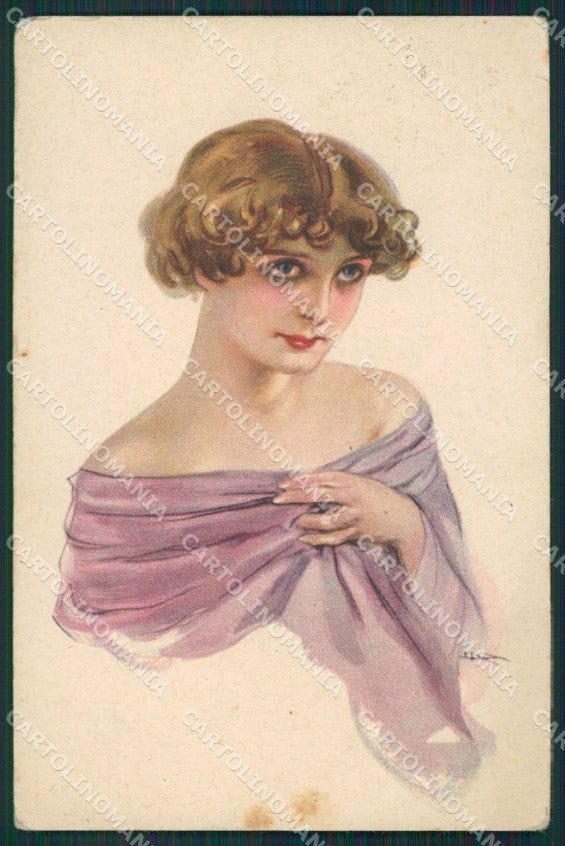 Metlicovitz Glamour Fashion Lady Deco CREASES UNGLUED postcard cartolina KS4238 – fronte
