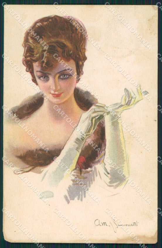 Simonetti Glamour Fashion Lady Art Deco ABRADED postcard cartolina KS4243 – fronte